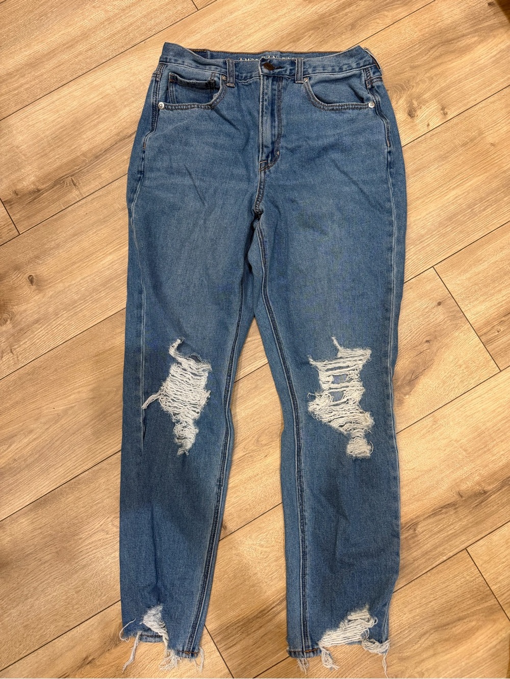 American Eagle Outfitters Distressed Boyfriend Jeans - Blue